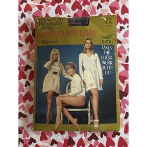 NEW Vintage Miraclefit Wonderlon nylon Pantyhose Navy Blue One Size Fits Most